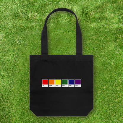 Large printed Cotton Canvas Tote Bag - Black