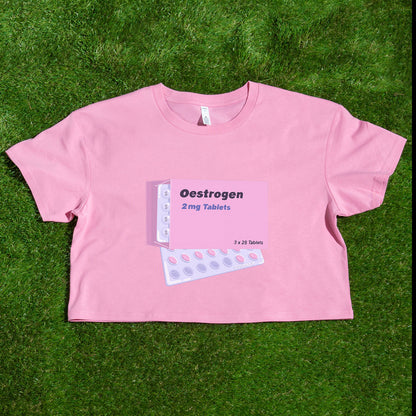 Estrogen HRT trans pride  - locally printed crop tee