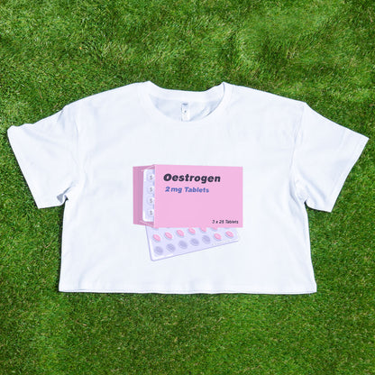 Estrogen HRT trans pride  - locally printed crop tee