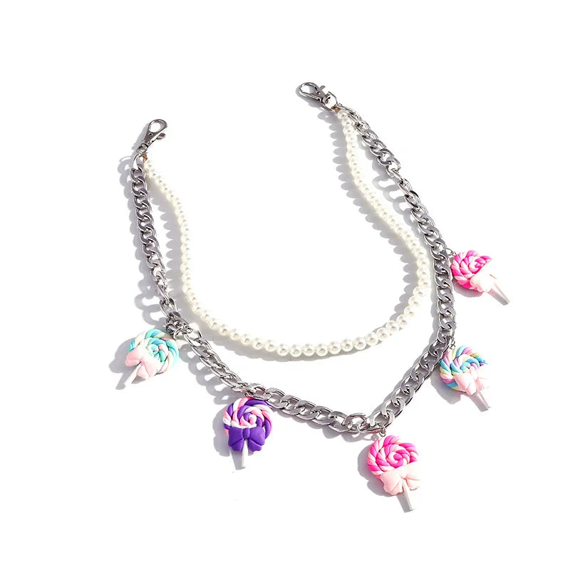 Layered Rainbow Clip-on Chains - cute kawaii colourful designs. LGBTQ fashion