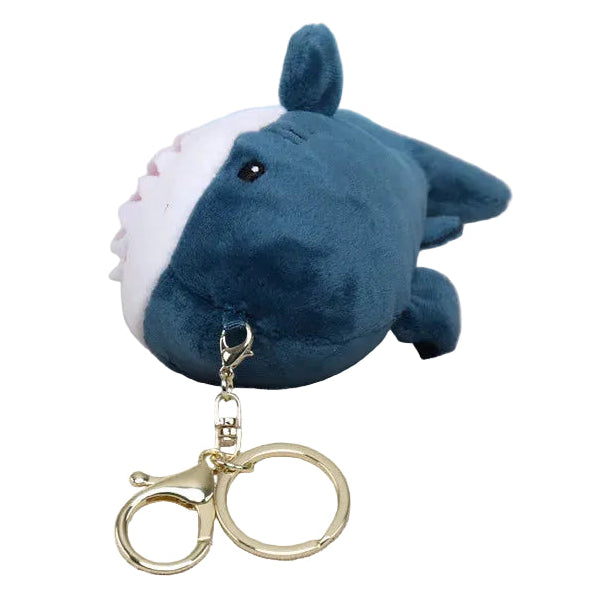 Blahaj Ikea shark keychain with a gold clip