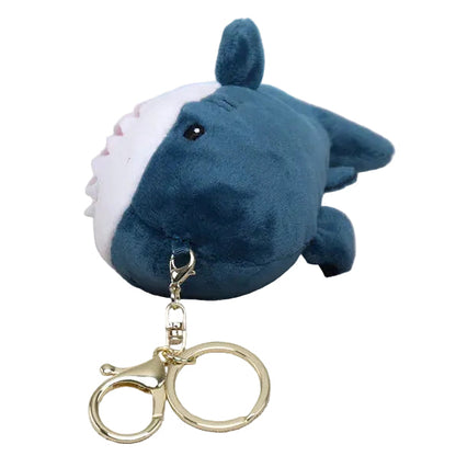 Blahaj Ikea shark keychain with a gold clip