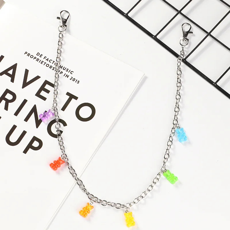 Layered Rainbow Clip-on Chains - cute kawaii colourful designs. LGBTQ fashion