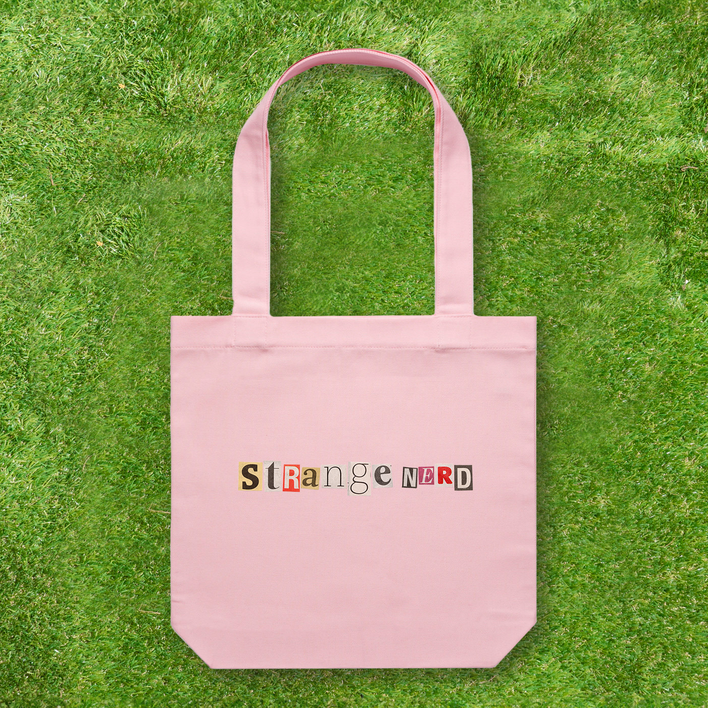 Large printed Cotton Canvas Tote Bag - Pink