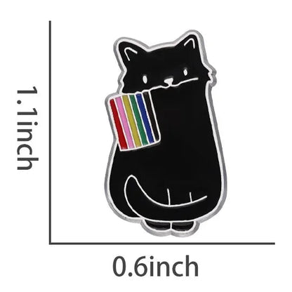 Black cat with rainbow pride flag badge