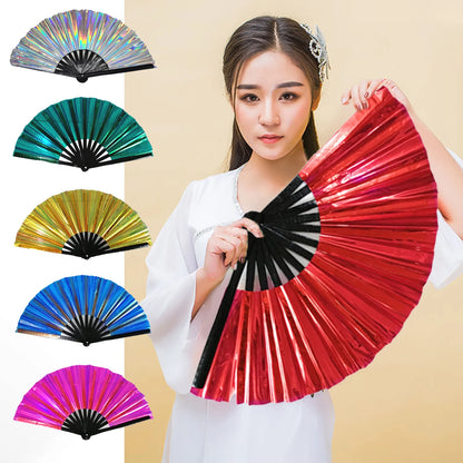 Metallic holo hand held fans