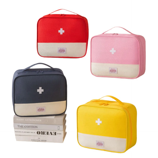 Vibrant pink, yellow, red and blue cute kawaii first aid kit bags for all types of skaters. Small, medium and large zip up bags perfect to store medication and first aid supplies. For all kinds of skaters and athletes.