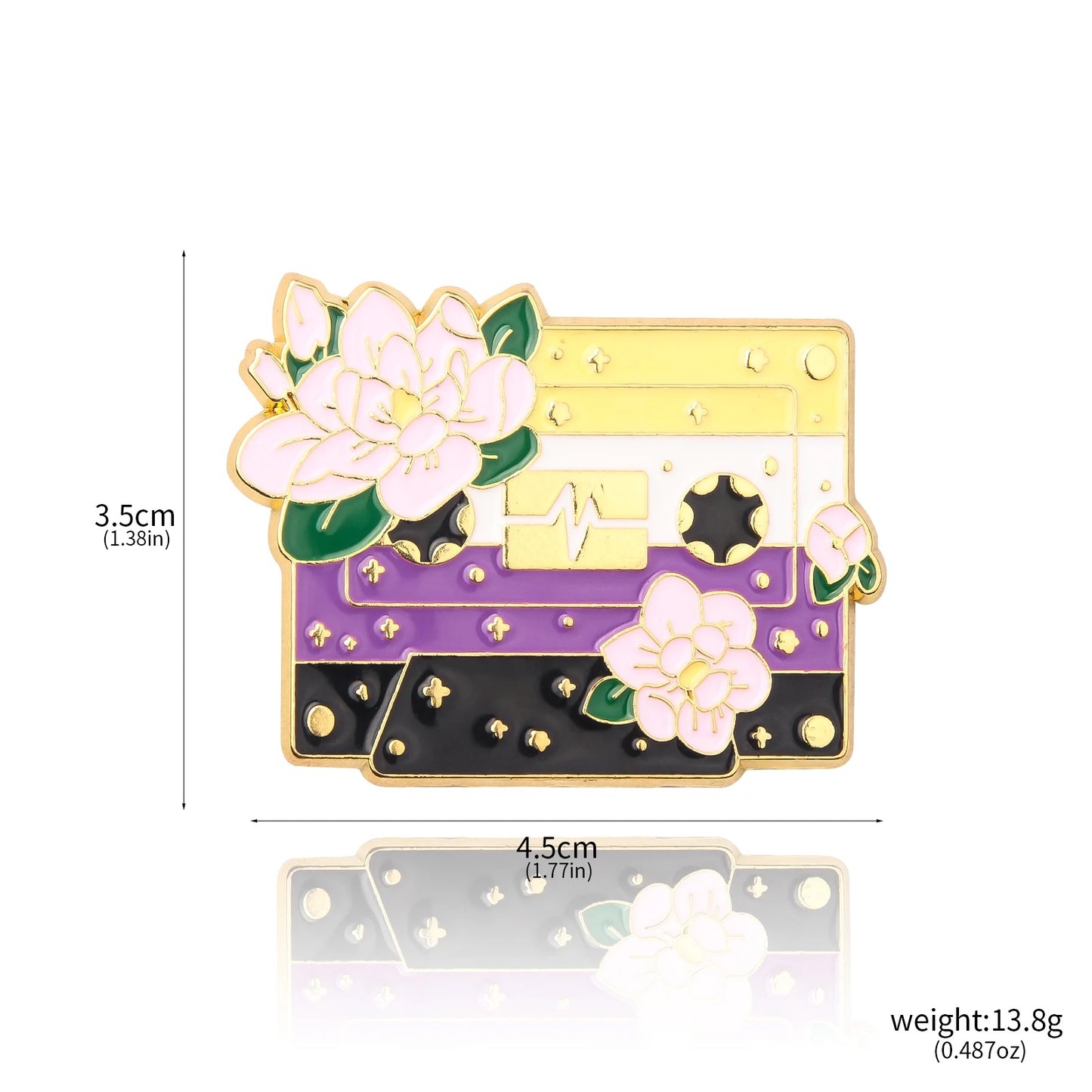 Pride Flag Cassette Tape - enamel pin - 10 flags