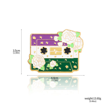 Pride Flag Cassette Tape - enamel pin - 10 flags