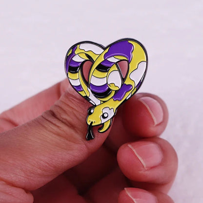 Non-Binary Gender Snake Enamel Pin LGBTQ+ Pride Jewelry Accessories
