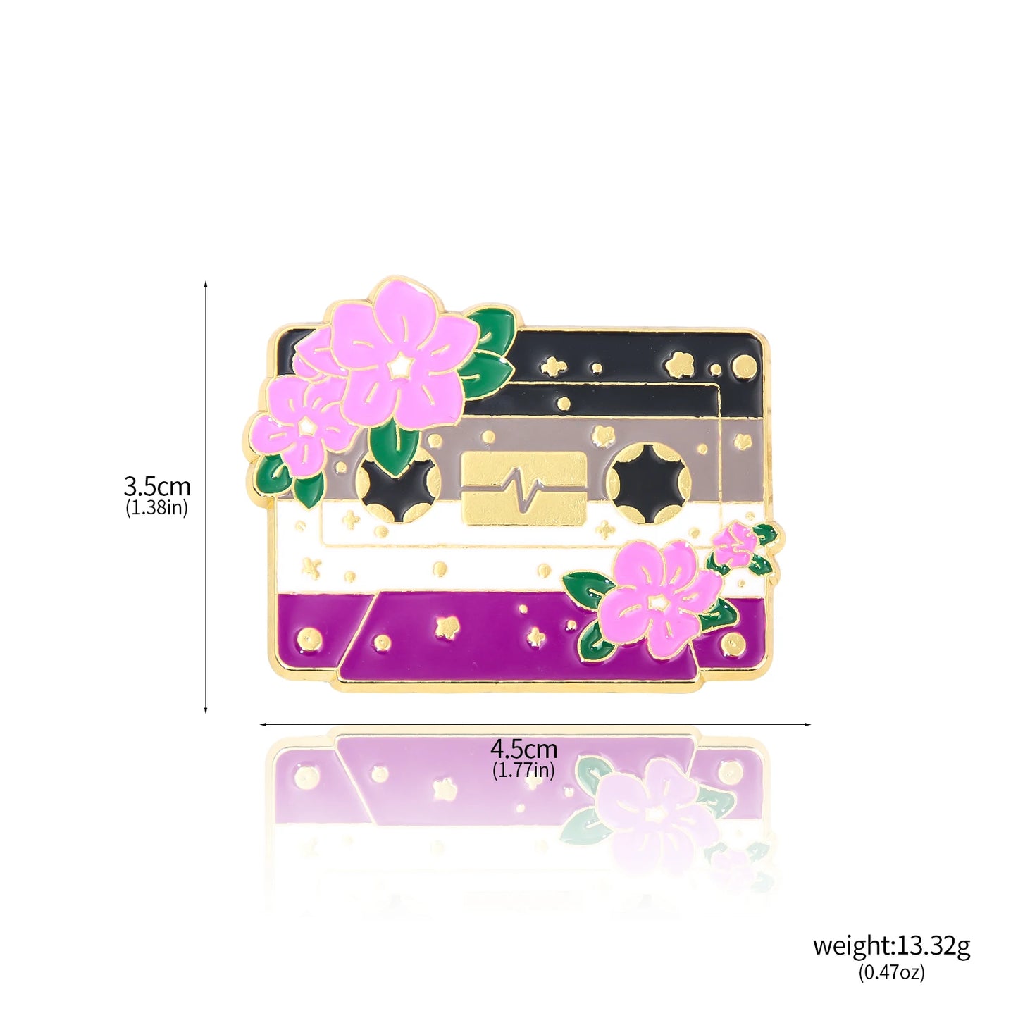 Pride Flag Cassette Tape - enamel pin - 10 flags