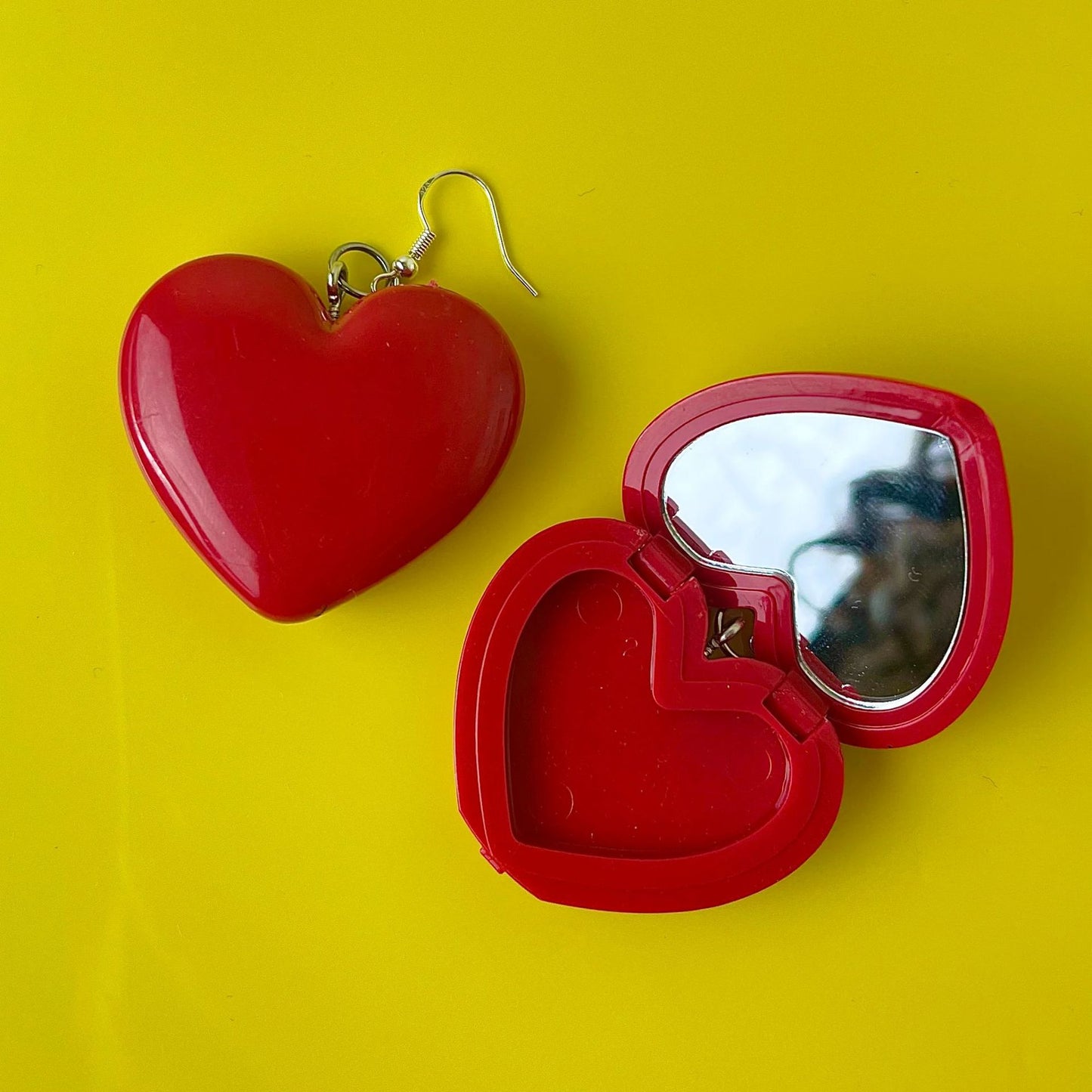 Y2K Heart Mirror Earrings - Pink or Red