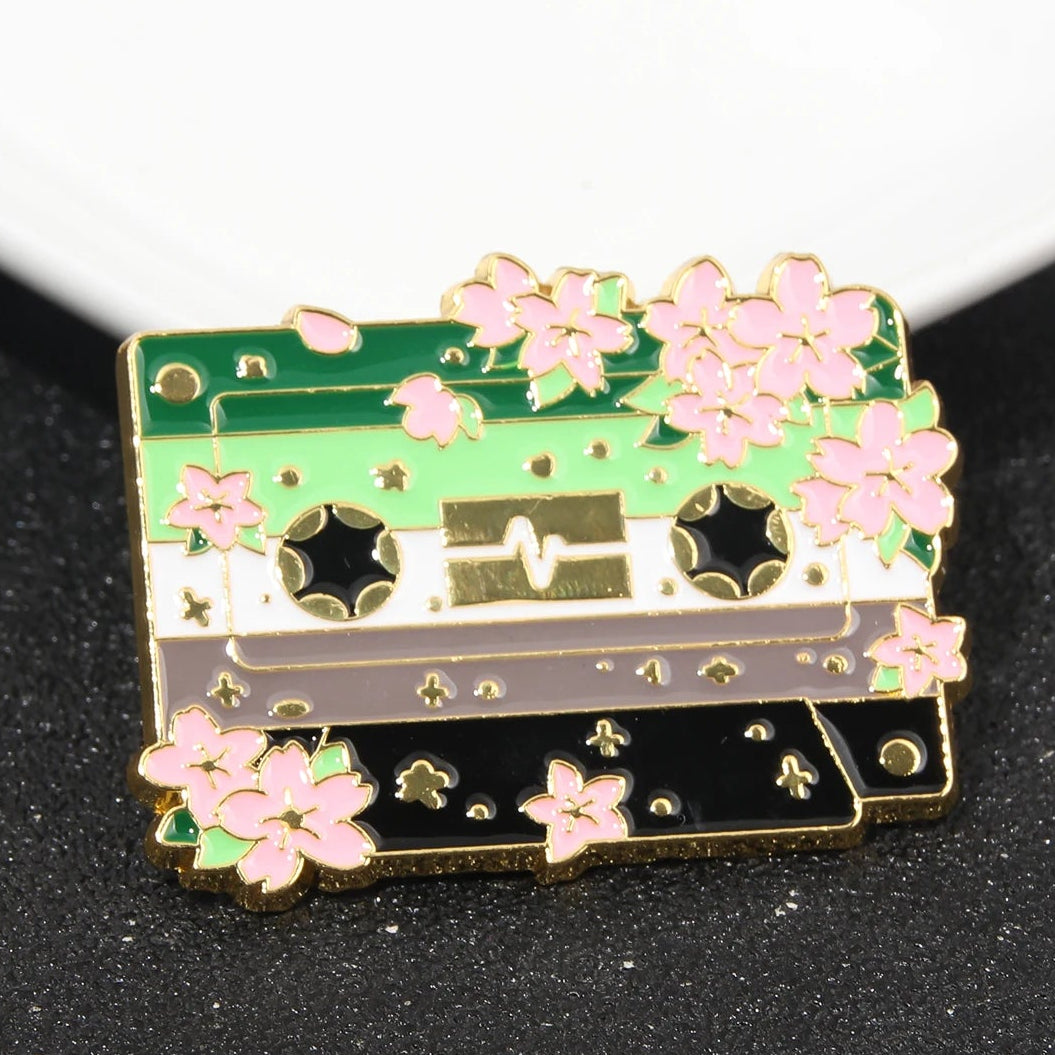 Pride Flag Cassette Tape - enamel pin - 10 flags
