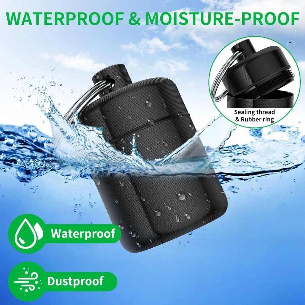 Black waterproof keychain container