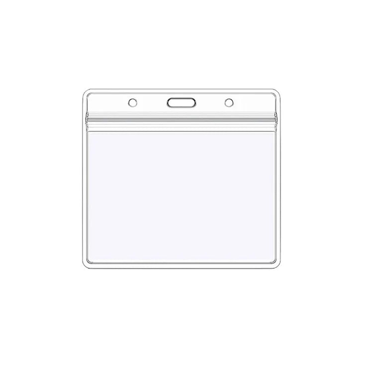 A clear plastic ID badge holder sleeve 