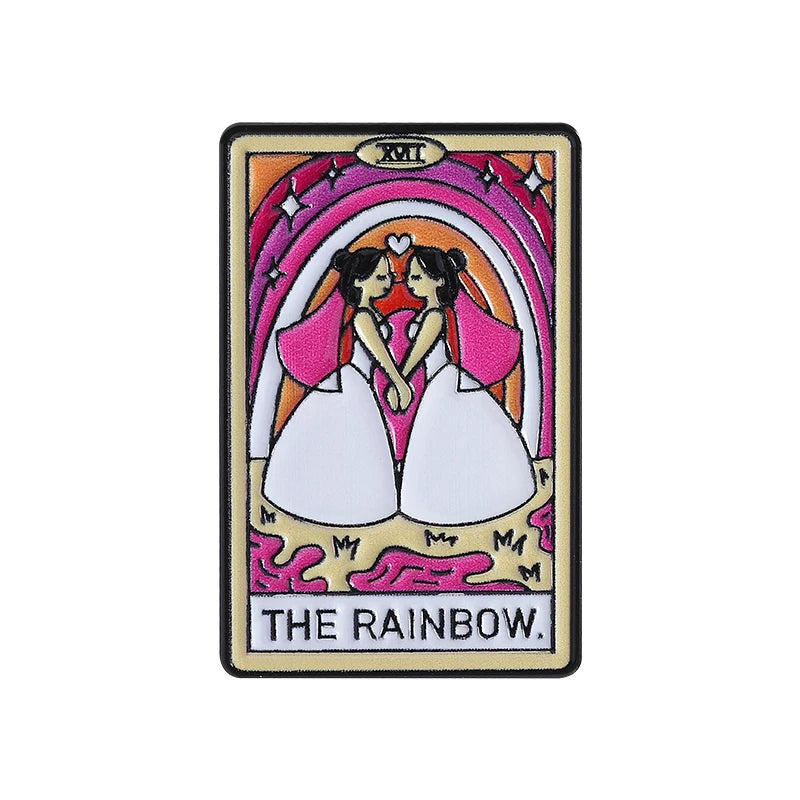 Lesbian Gay Pride Tarot Card Enamel Pins The Rainbow Girls Lesbian Bee Scissors Brooch Lapel Badge Jewelry Gift Lovers Friends UVXZ153