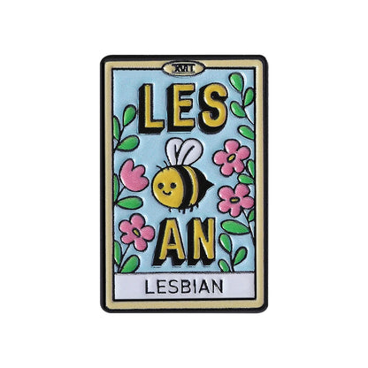 Lesbian Gay Pride Tarot Card Enamel Pins The Rainbow Girls Lesbian Bee Scissors Brooch Lapel Badge Jewelry Gift Lovers Friends UVXZ154