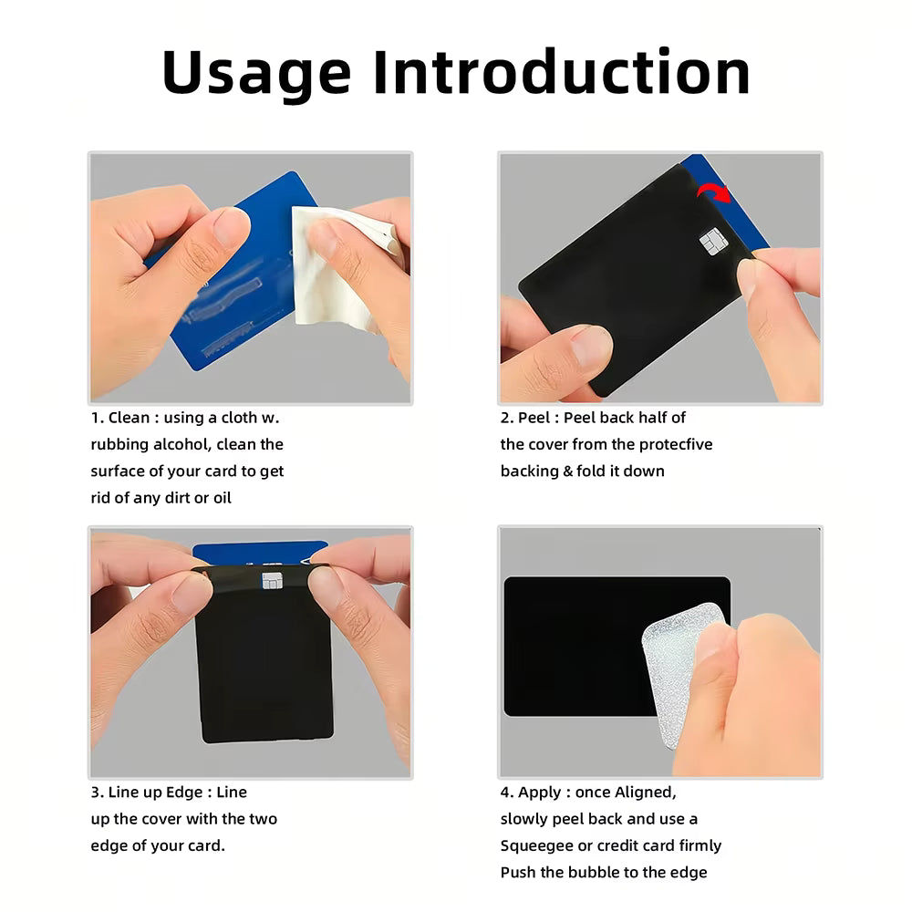 Step-by-step guide on applying a card protector with images and text instructions.