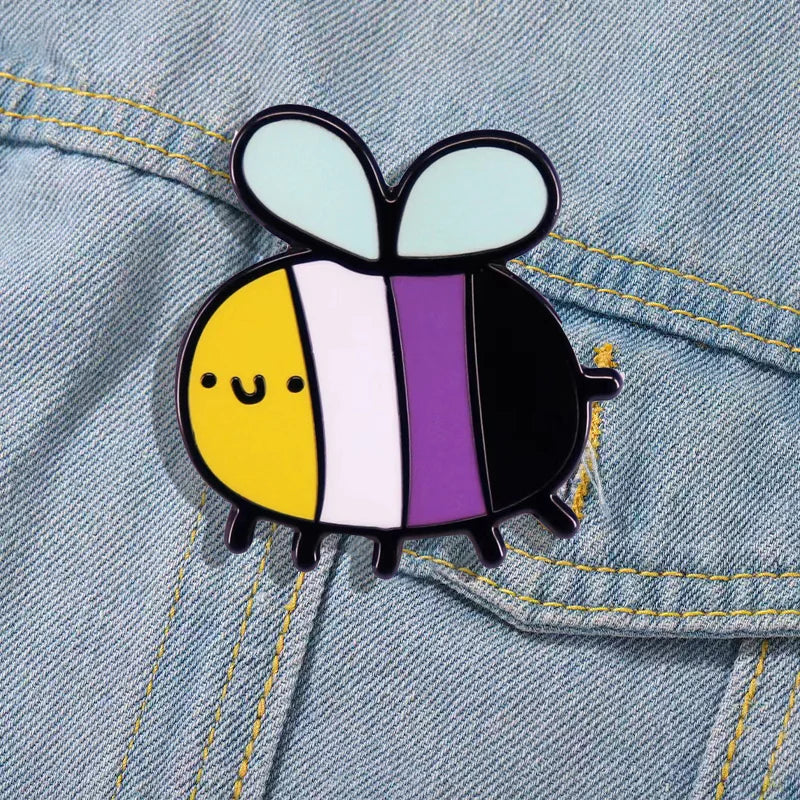 Non-Binary Bee - enamel pin