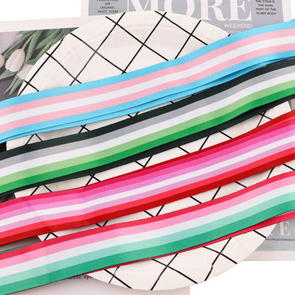 Six vibrant Pride Flag Lanyards from Gay Skate are displayed against a white background. Each practical neck strap showcases a distinctive design representing different pride flags: Rainbow, Trans, Non-Binary, Lesbian, Bisexual, Abrosexual/Abroromantic, and Aromantic. Every lanyard comes with a sturdy metal clip for securing keys or an ID.