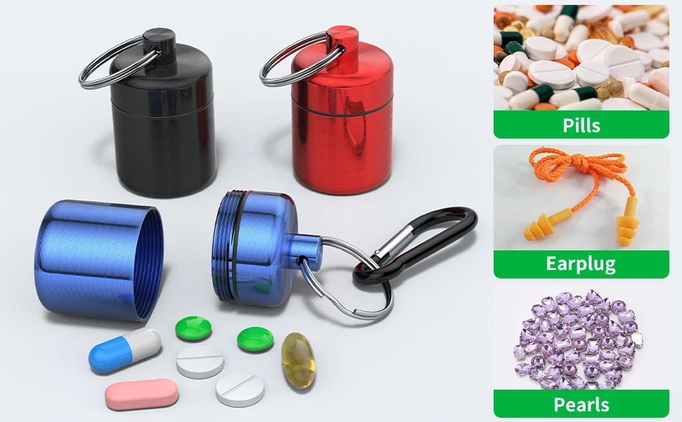 Portable Mini Pill Holder - Carabiner Keychain