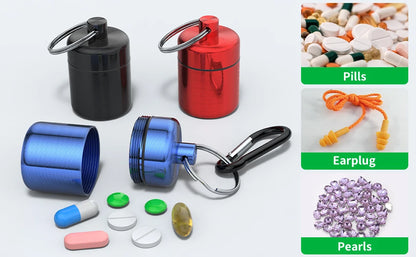 Portable Mini Pill Holder - Carabiner Keychain