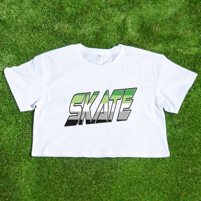 SKATE Aromantic pride flag - locally printed crop tee