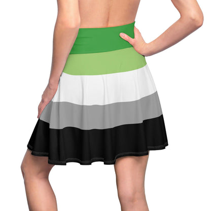 Aromantic pride flag Skater Skirt - Gay Skate - Aromantic pride flag Skater Skirt - Aromantic pride flag Skater Skirt