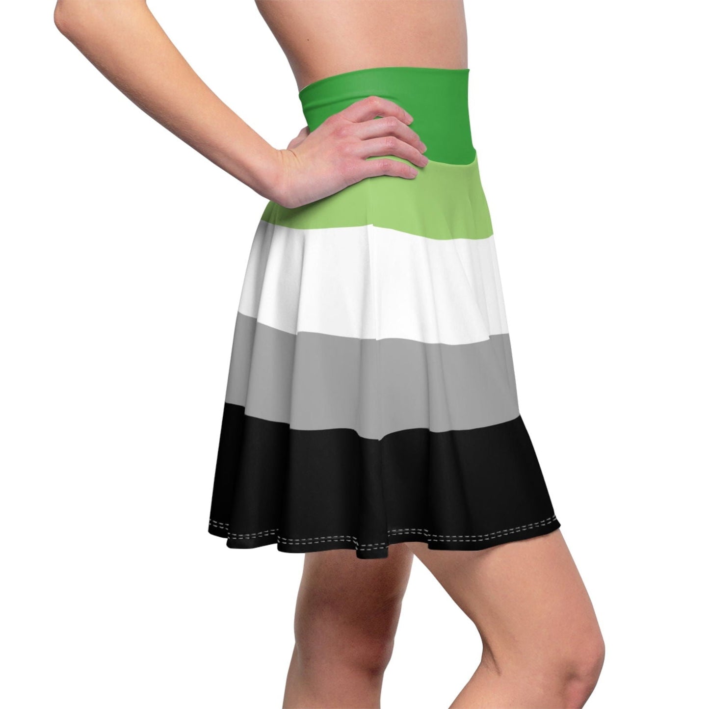 Aromantic pride flag Skater Skirt - Gay Skate - Aromantic pride flag Skater Skirt - Aromantic pride flag Skater Skirt