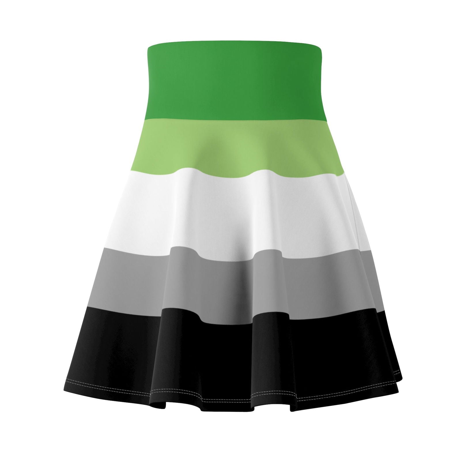 Aromantic pride flag Skater Skirt - Gay Skate - Aromantic pride flag Skater Skirt - Aromantic pride flag Skater Skirt