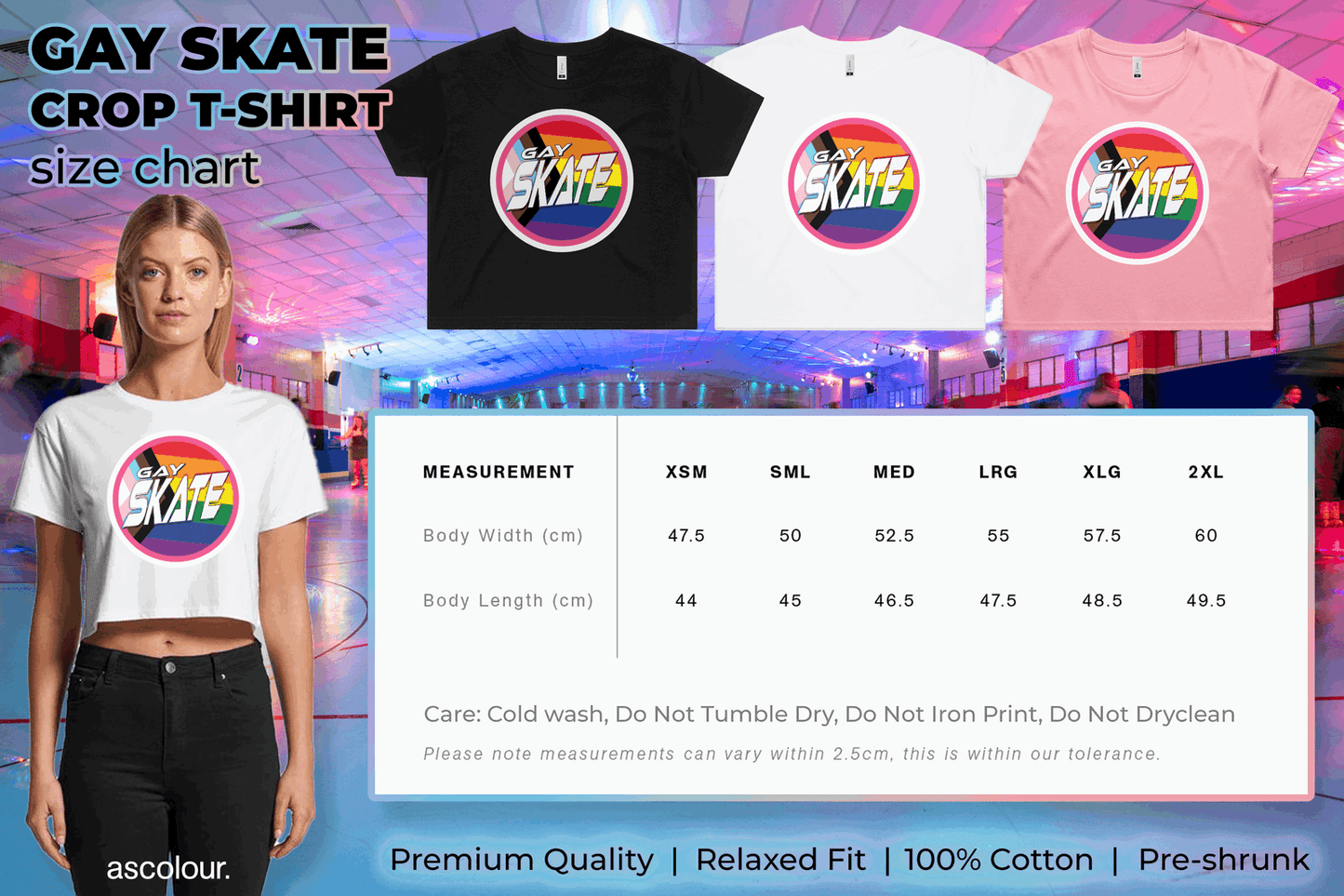 Aromantic pride - locally printed black crop tee - Gay Skate - Aromantic pride - locally printed black crop tee - Aromantic pride - locally printed black crop tee