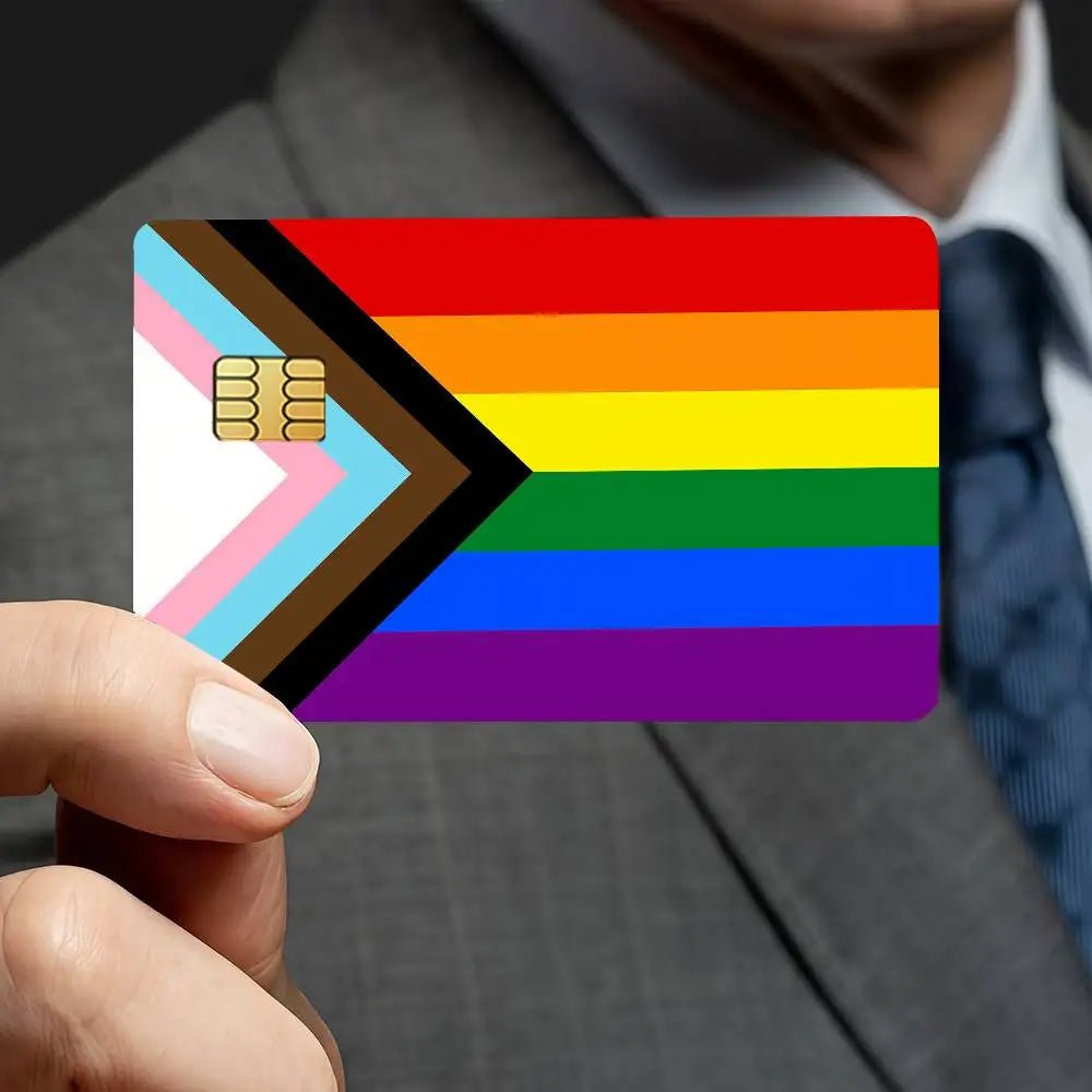 Progress pride flag bank card skin