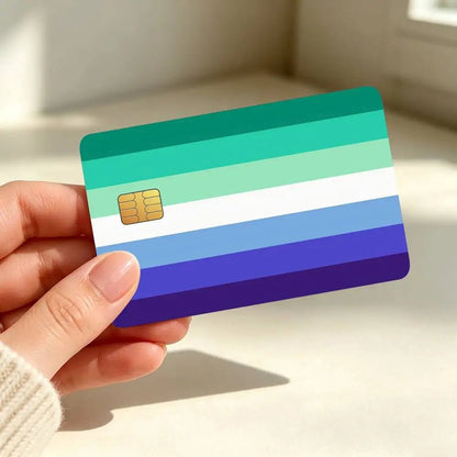 Gay men MLM pride flag bank card skin