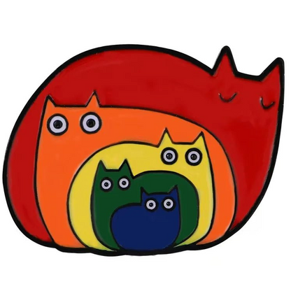 Rainbow pride flag cats enamel pin badge