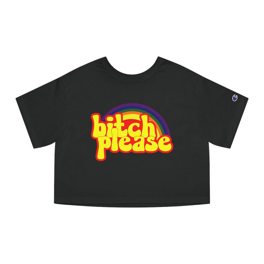 B! Please rainbow - sassy rainbow Champion Cropped Tee Black