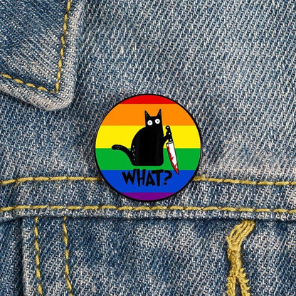 Cat and knife pride flag badges - trans, aromantic, demigirl, demiboy, agender, rainbow, lesbian, bisexual, genderqueer, MLM, pansexual - Gay Skate - Cat and knife pride flag badges - trans, aromantic, demigirl, demiboy, agender, rainbow, lesbian, bisexual, genderqueer, MLM, pansexual - Cat and knife pride flag badges - trans, aromantic, demigirl, demiboy, agender, rainbow, lesbian, bisexual, genderqueer, MLM, pansexual