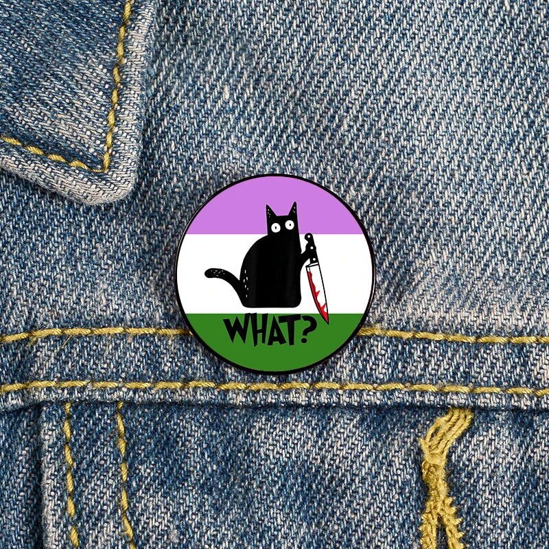 Cat and knife pride flag badges - trans, aromantic, demigirl, demiboy, agender, rainbow, lesbian, bisexual, genderqueer, MLM, pansexual - Gay Skate - Cat and knife pride flag badges - trans, aromantic, demigirl, demiboy, agender, rainbow, lesbian, bisexual, genderqueer, MLM, pansexual - Cat and knife pride flag badges - trans, aromantic, demigirl, demiboy, agender, rainbow, lesbian, bisexual, genderqueer, MLM, pansexual