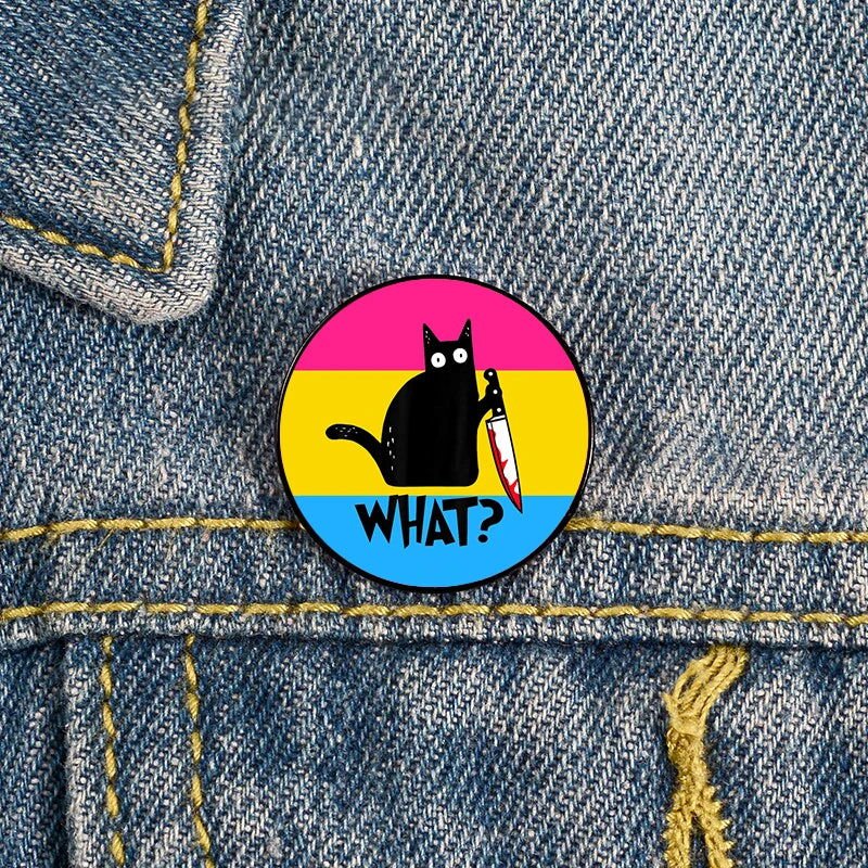 Cat and knife pride flag badges - trans, aromantic, demigirl, demiboy, agender, rainbow, lesbian, bisexual, genderqueer, MLM, pansexual - Gay Skate - Cat and knife pride flag badges - trans, aromantic, demigirl, demiboy, agender, rainbow, lesbian, bisexual, genderqueer, MLM, pansexual - Cat and knife pride flag badges - trans, aromantic, demigirl, demiboy, agender, rainbow, lesbian, bisexual, genderqueer, MLM, pansexual