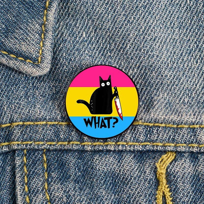 Cat and knife pride flag badges - trans, aromantic, demigirl, demiboy, agender, rainbow, lesbian, bisexual, genderqueer, MLM, pansexual - Gay Skate - Cat and knife pride flag badges - trans, aromantic, demigirl, demiboy, agender, rainbow, lesbian, bisexual, genderqueer, MLM, pansexual - Cat and knife pride flag badges - trans, aromantic, demigirl, demiboy, agender, rainbow, lesbian, bisexual, genderqueer, MLM, pansexual