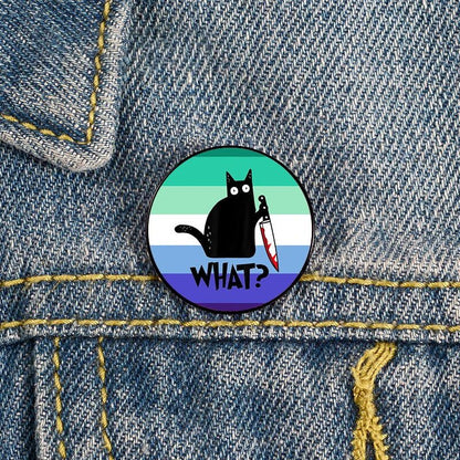 Cat and knife pride flag badges - trans, aromantic, demigirl, demiboy, agender, rainbow, lesbian, bisexual, genderqueer, MLM, pansexual - Gay Skate - Cat and knife pride flag badges - trans, aromantic, demigirl, demiboy, agender, rainbow, lesbian, bisexual, genderqueer, MLM, pansexual - Cat and knife pride flag badges - trans, aromantic, demigirl, demiboy, agender, rainbow, lesbian, bisexual, genderqueer, MLM, pansexual