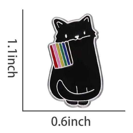 Black cat with rainbow pride flag badge