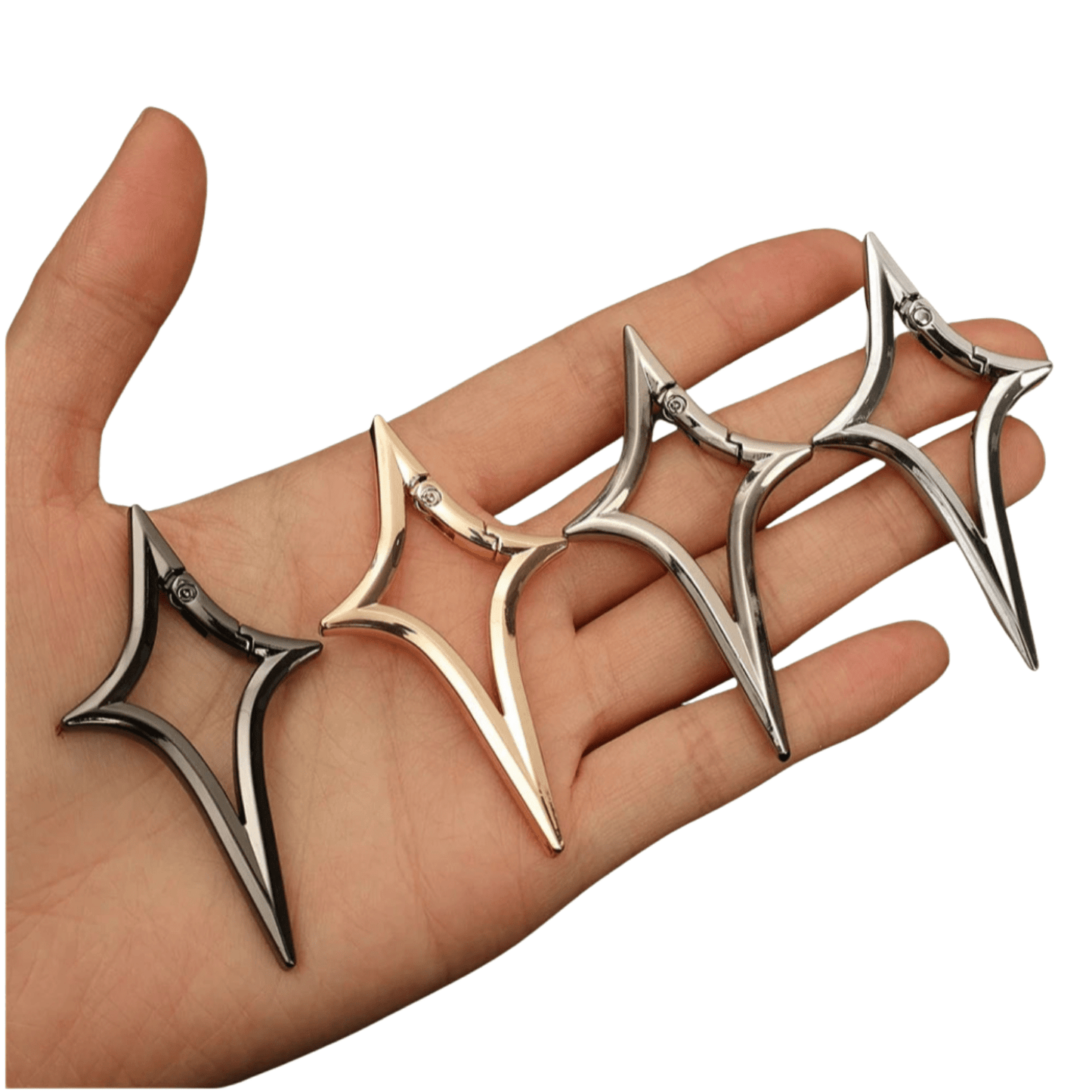 Chrome Star Shaped Carabiner - Keychain in 4 colours