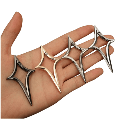Chrome Star Shaped Carabiner - Keychain in 4 colours