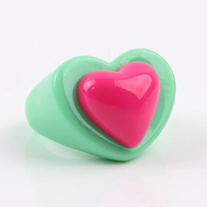 Chunky acrylic sweet heart rings