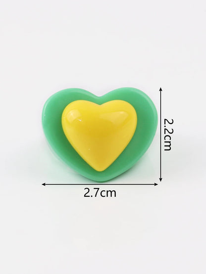 Chunky acrylic sweet heart rings