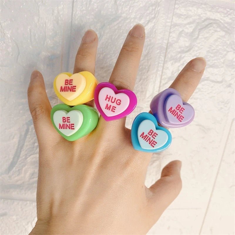 Chunky Resin candy heart ring