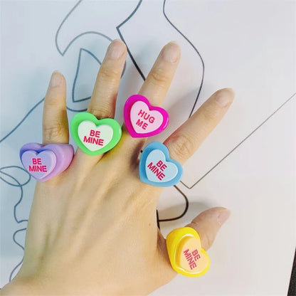 Chunky Resin candy heart ring