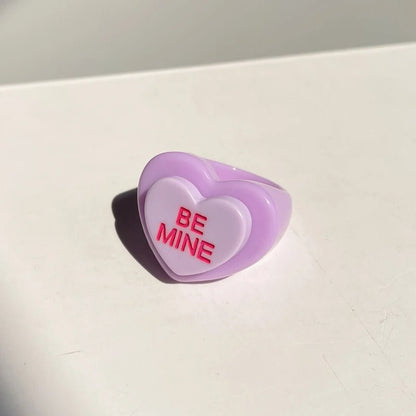 Chunky Resin candy heart ring