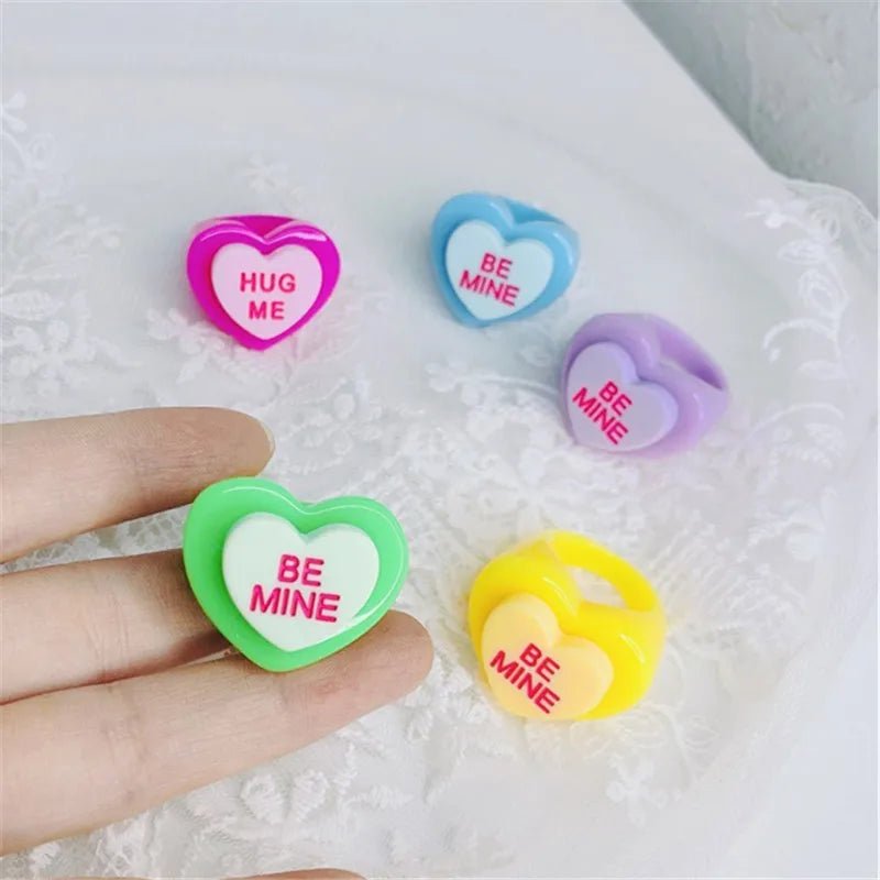 Chunky Resin candy heart ring