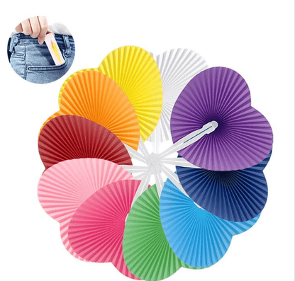 Colourful Heart Shaped Folding Paper Fans - Bulk 20/30/60/100 pieces